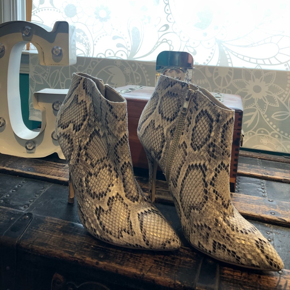 Steve Madden snake skin heeled booties